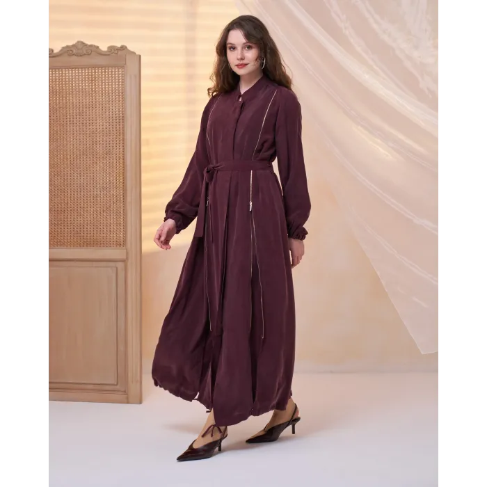 Misswhence Fermuar Detaylı Cupra İpek FERACE 39501 BORDO