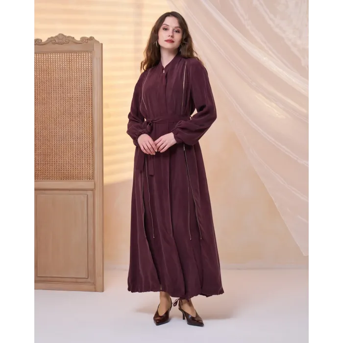 Misswhence Fermuar Detaylı Cupra İpek FERACE 39501 BORDO