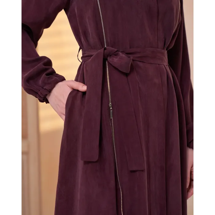 Misswhence Fermuar Detaylı Cupra İpek FERACE 39501 BORDO