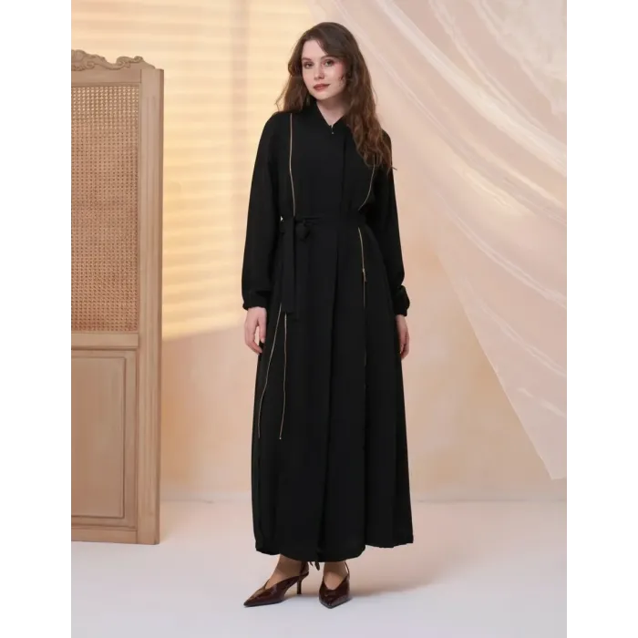 Misswhence Fermuar Detaylı Cupra İpek FERACE 39501 SİYAH