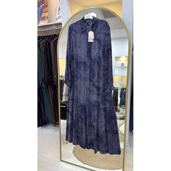 Nuss Cupra İpek Elbise - 2038 LİLA