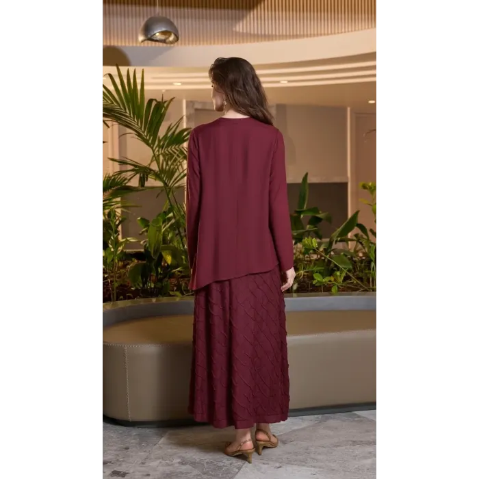 Misswhence Cupra İpek Etekli Bluz Takım 39002 bordo
