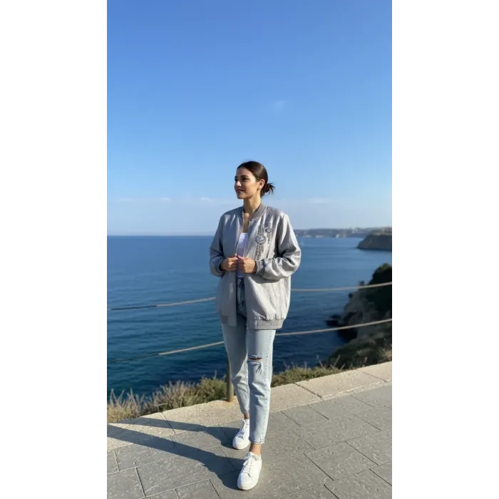 Nuss 6038 Ön Taş İşlemeli Kap GRİ