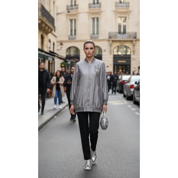 Nuss 6038 Ön Taş İşlemeli Kap GRİ