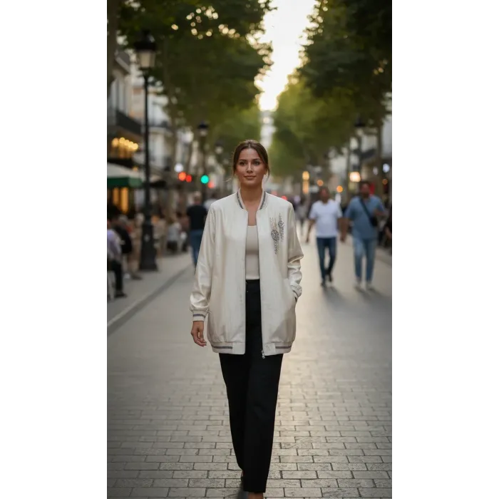 Nuss 6038 Taş İşlemeli Kap EKRU