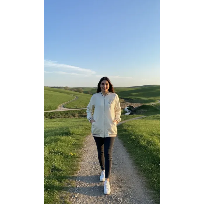 Nuss 6038 Taş İşlemeli Kap EKRU