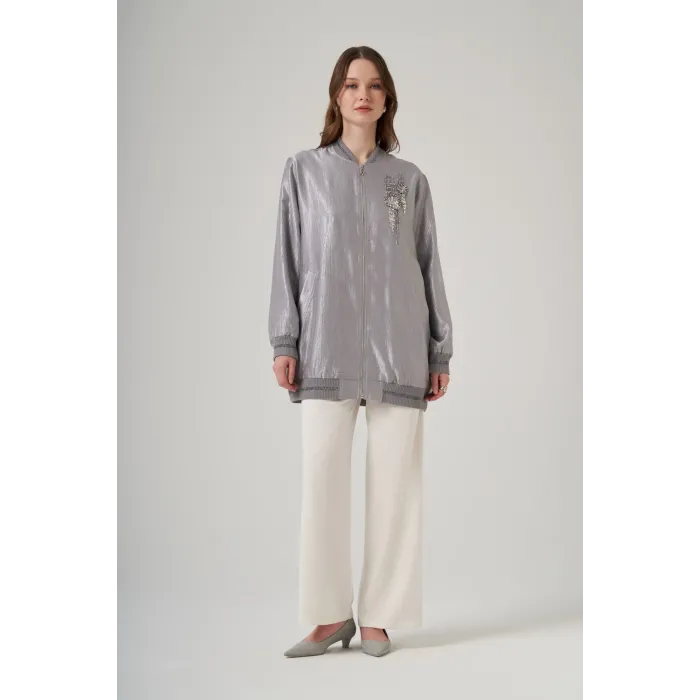 Nuss 6038 Ön Taş İşlemeli Kap GRİ