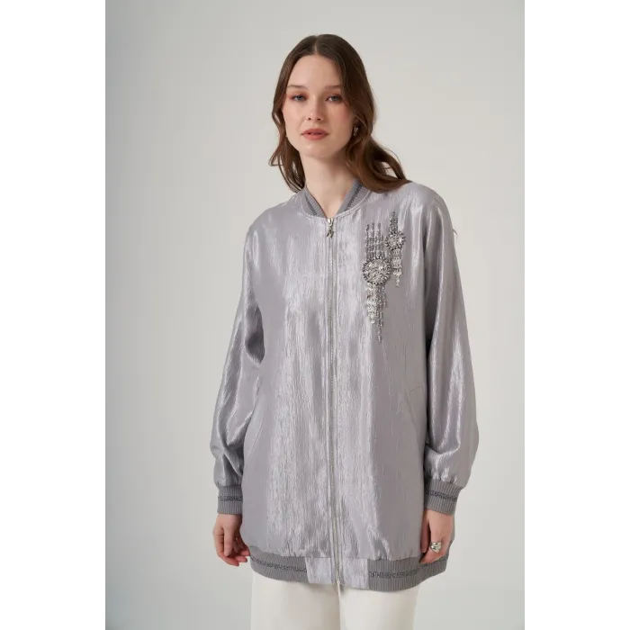 Nuss 6038 Ön Taş İşlemeli Kap GRİ