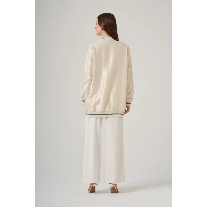 Nuss 6038 Taş İşlemeli Kap EKRU