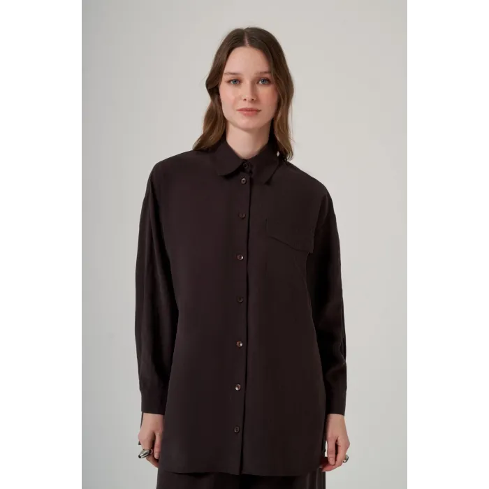 Nuss 1063 Tek Cep Kapak Detaylı Basic Pantolonlu Takım -KAHVE