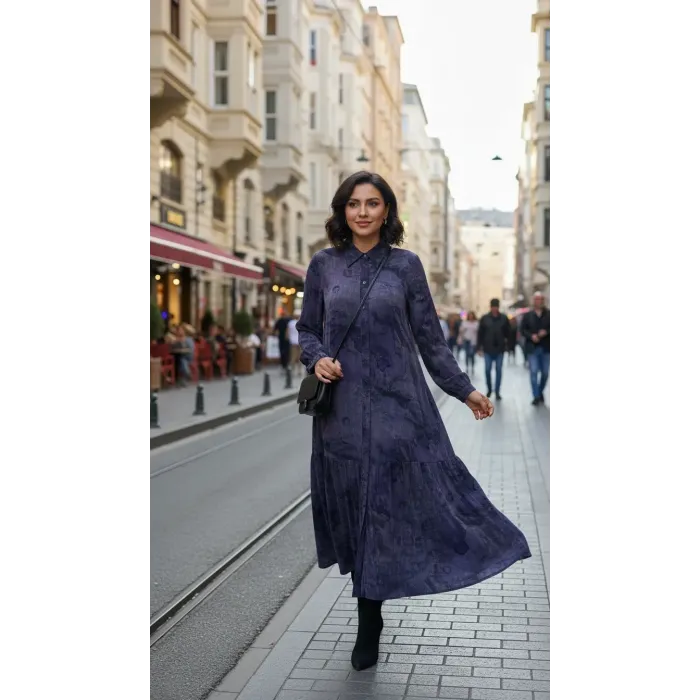 Nuss Cupra İpek Elbise - 2038 LİLA