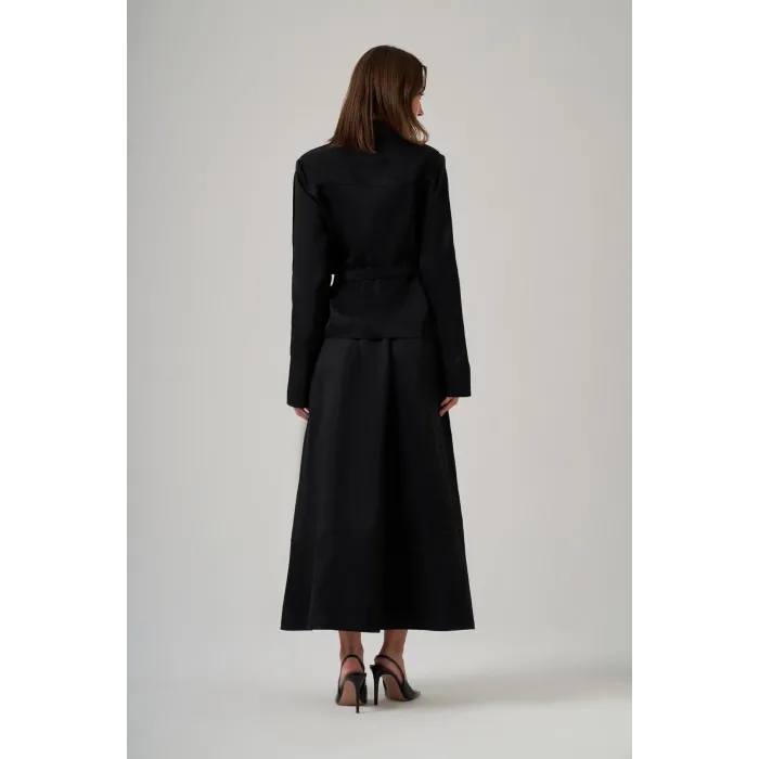 Nuss 1044 Paraşüt Taş İşlemeli Etekli Takım - siyah