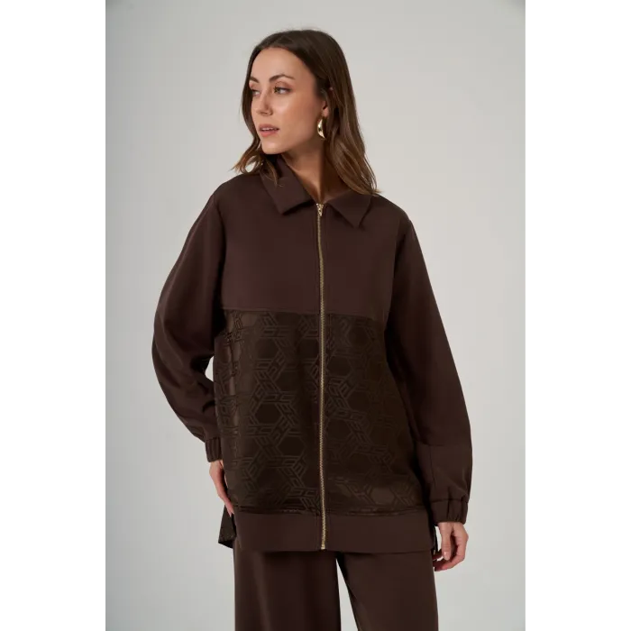 Nuss Desen Detay Pantolonlu Takım - 1048 kahve