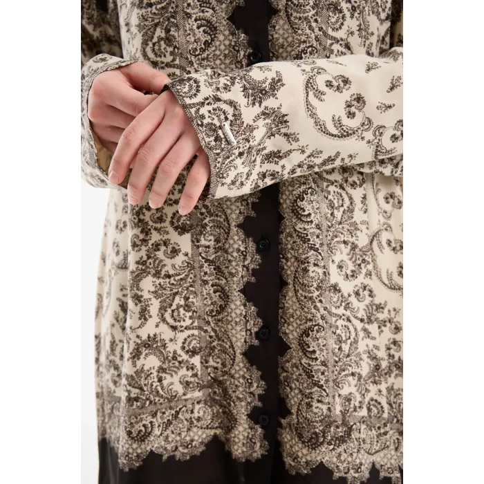 invee Desenli Gömlek 7235 bej