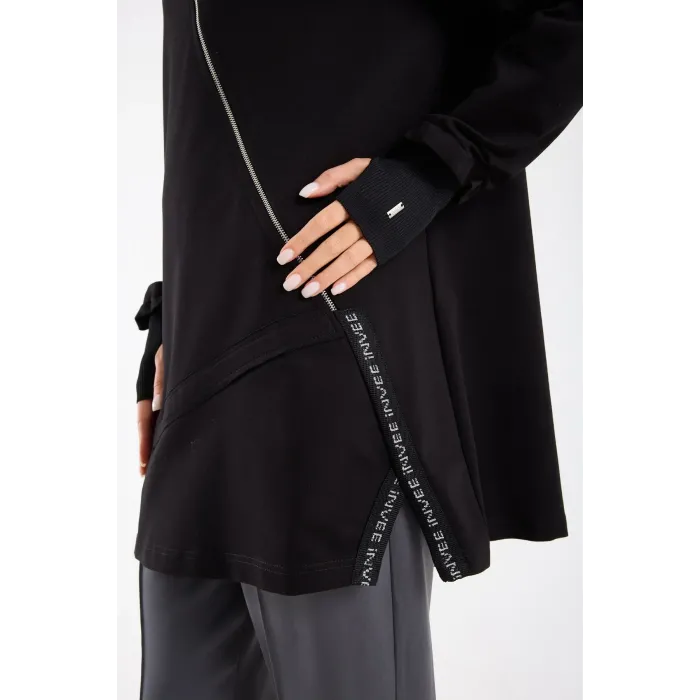 İnvee Vektör Tunik FERMUAR DETAYLİ SİYAH 7218