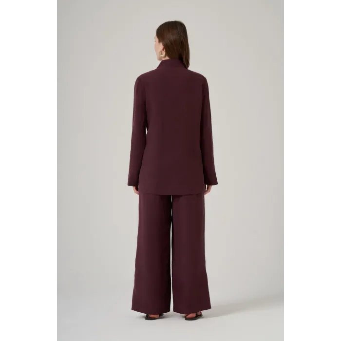 Nuss 1054 Cep Taş İşlemeli Pantolonlu Takım - Mürdüm