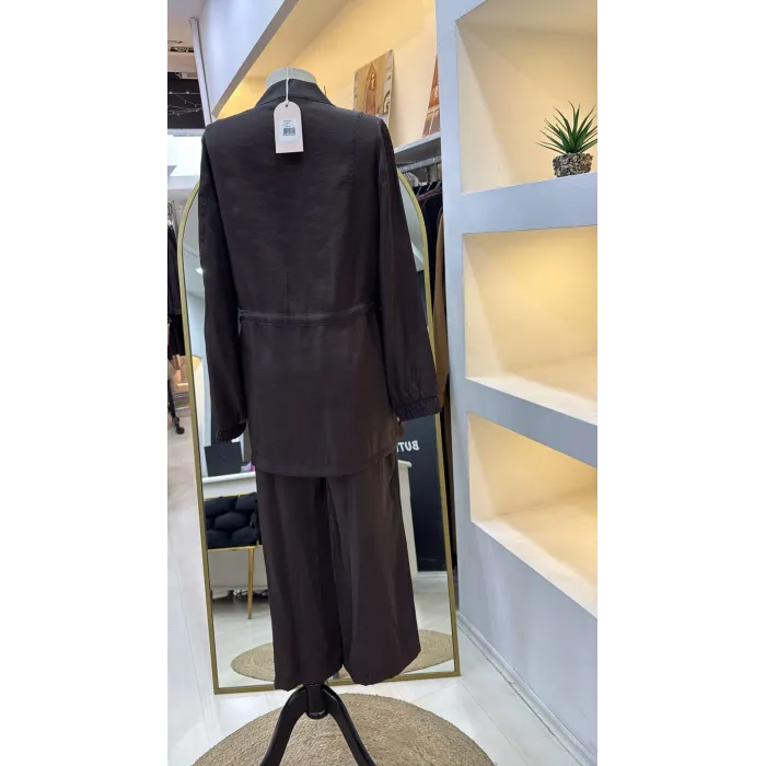 Nuss 1032 Çiçeklei Boncuk İşlemeli Pantolonlu Takım - BİTTER