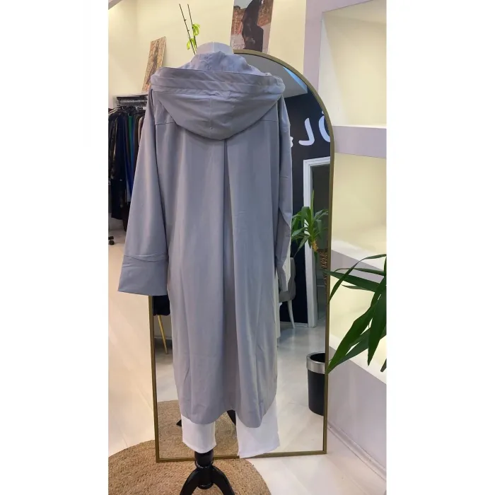 İnvee 6714 Kapüşonlu Uzun Kap - gri