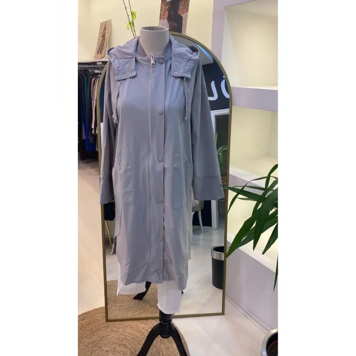 İnvee 6714 Kapüşonlu Uzun Kap - gri