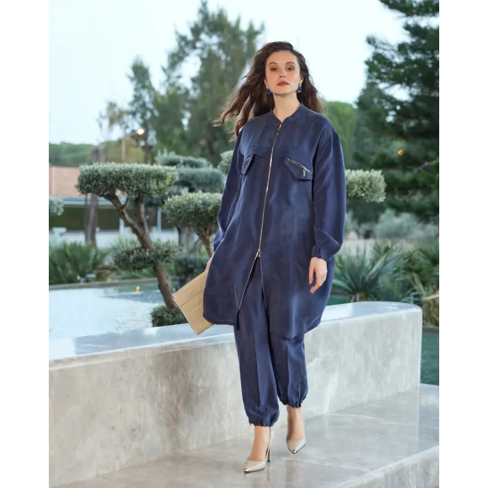 Misswhence  Önü Fermuarlı Gömlek  39310  indigo