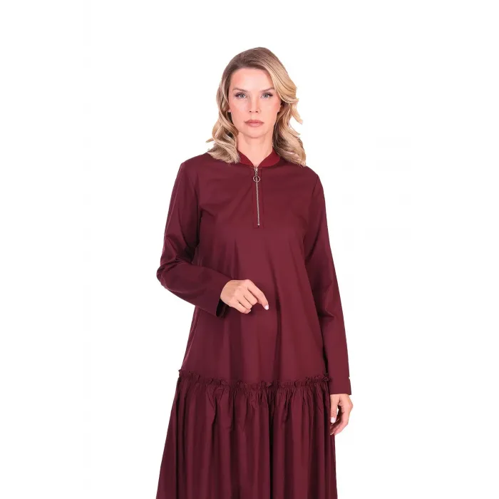 İnvee Muhteşem Pamuk Elbise BORDO 6389
