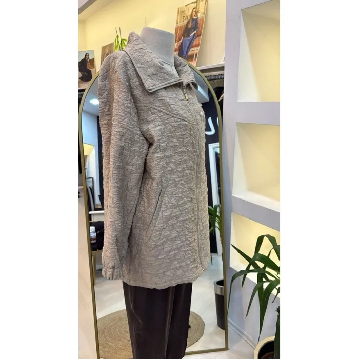 Nuss 6040 Kare Densenli Yaka İğne Broşlu Kap BEJ