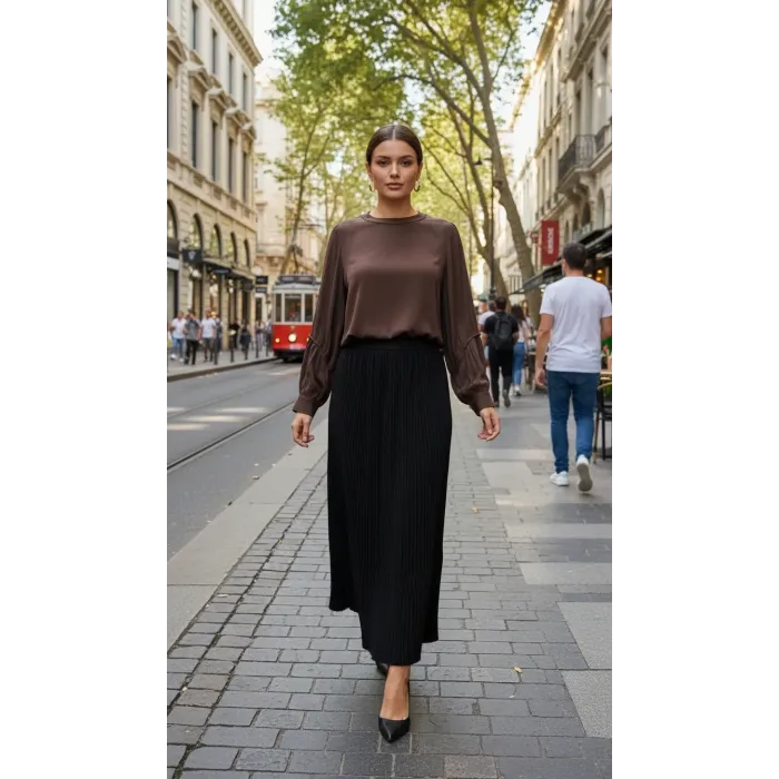 Misswhence İpek Bluz 39023 KAHVE