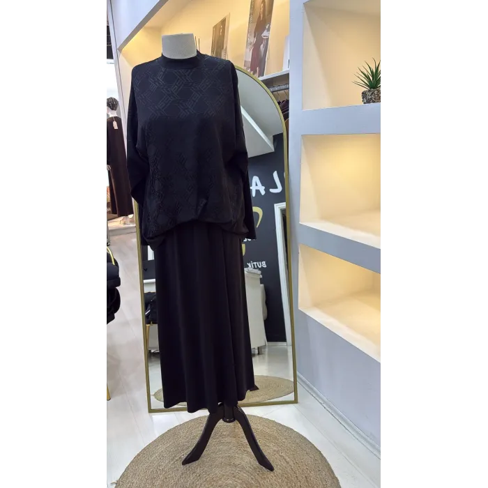 Nuss Desen Detay Etekli Takım - 1058 siyah