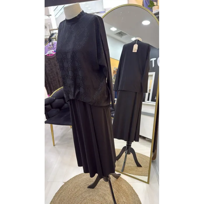 Nuss Desen Detay Etekli Takım - 1058 siyah