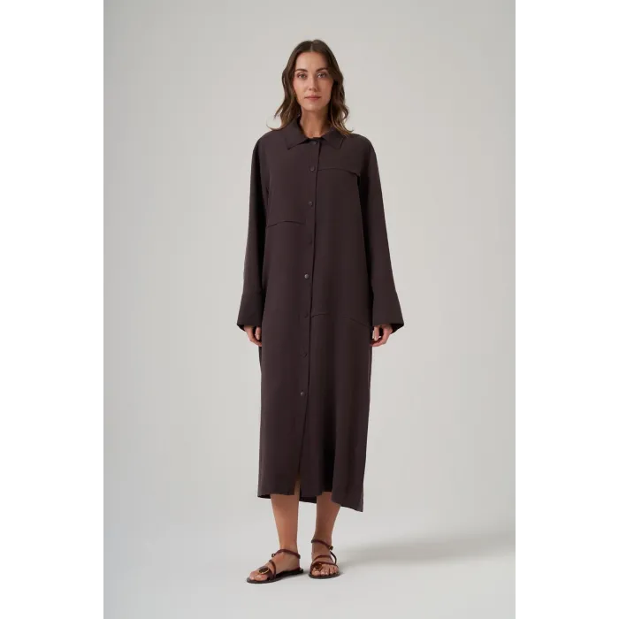 Nuss 6036 Boydan Düğmeli Kap - Bitter