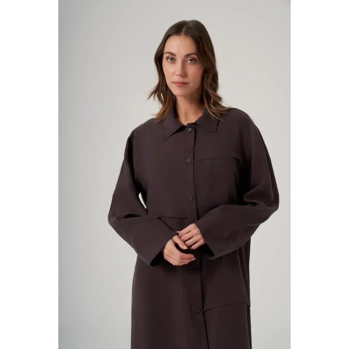 Nuss 6036 Boydan Düğmeli Kap - Bitter