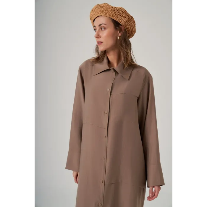 Nuss 6036 Boydan Düğmeli Kap - BEJ