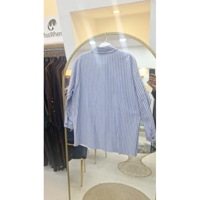 Nuss 3007 Dantel Detay Düğmeil Tunik - mavi