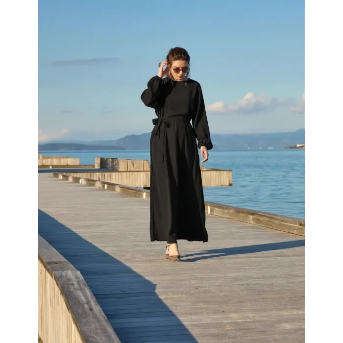 Misswhence Nervür Detaylı Elbise 39833 SİYAH