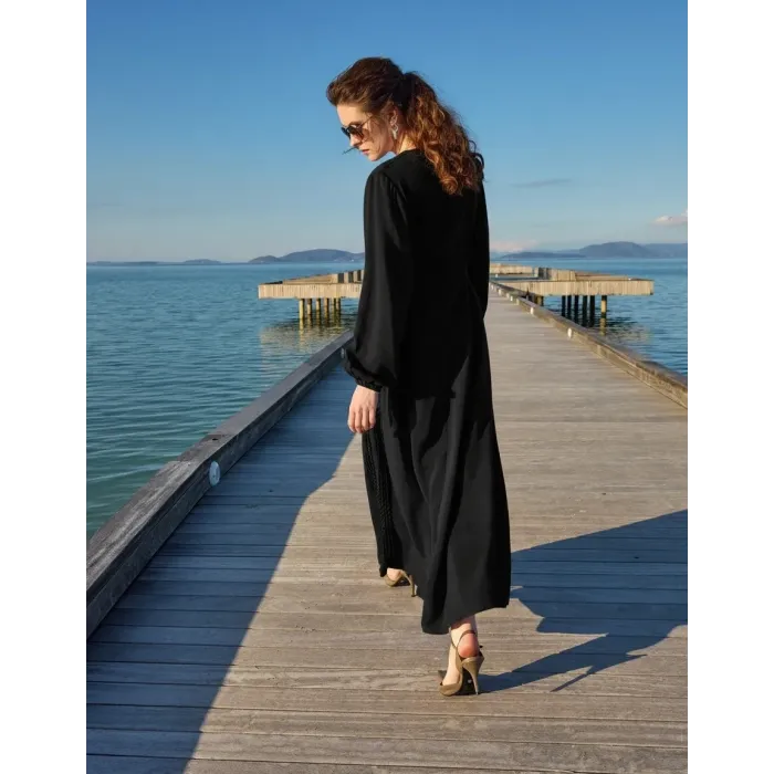 Misswhence Nervür Detaylı Elbise 39833 SİYAH