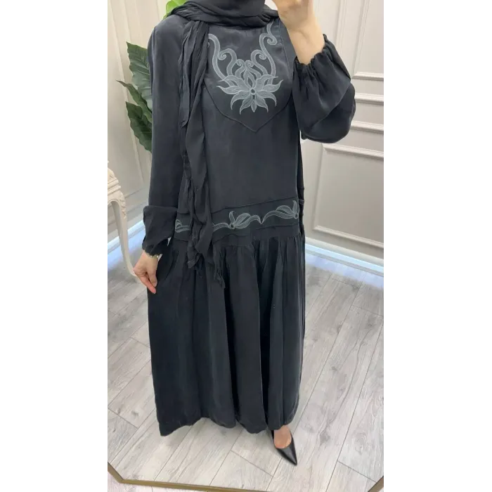 Misswhence İşlemeli Elbise 39820 SİYAH