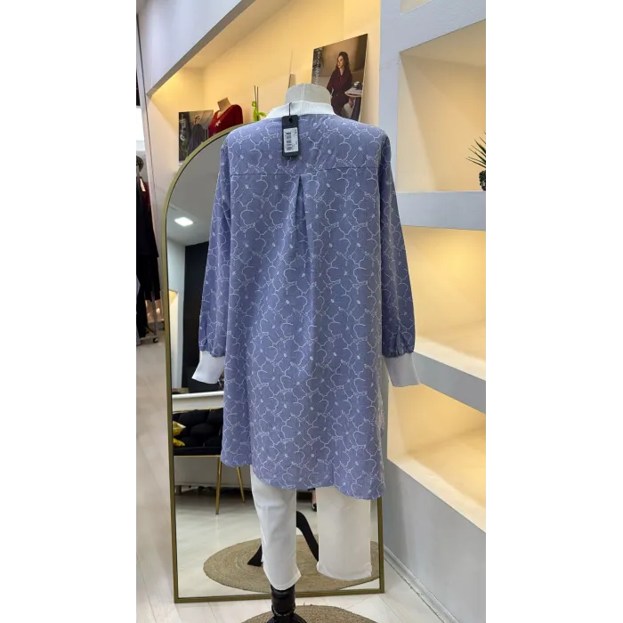 invee Desenli Gömlek 7182 MAVİ