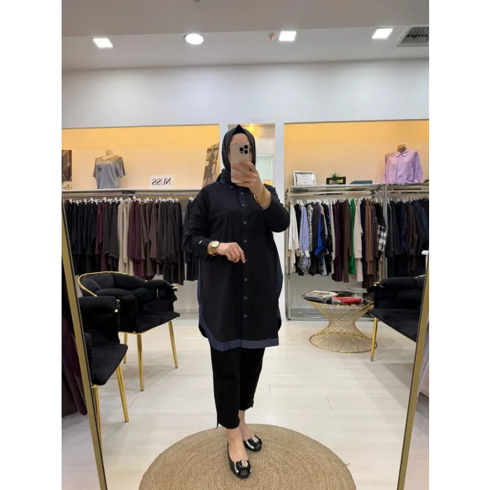 İNVEE Gölge KİSA Gömlek SİYAH 7219