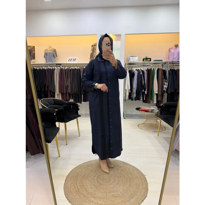 İNVEE Gölge Uzun Gömlek LACİVERT 7171
