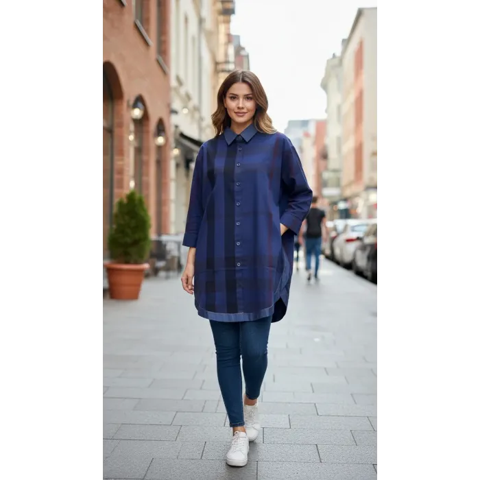 İNVEE Gölge KİSA Gömlek LACİVERT 7219