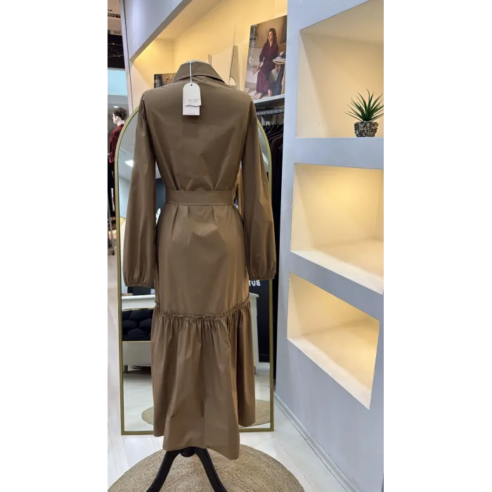 NUSS 2040 DESENLİ ELBİSE- CAMEL