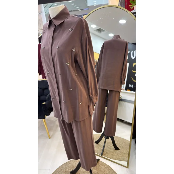 Nuss 1064 PANTOLONLU Takım - KAHVE