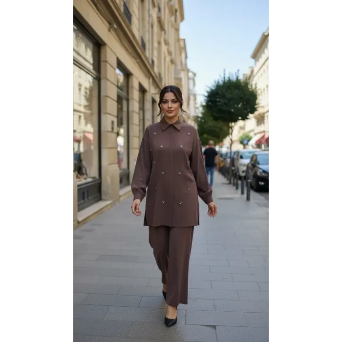 Nuss 1064 PANTOLONLU Takım - KAHVE