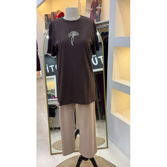 QMASH KISA KOLLU TİŞÖRT 4317 KAHVE