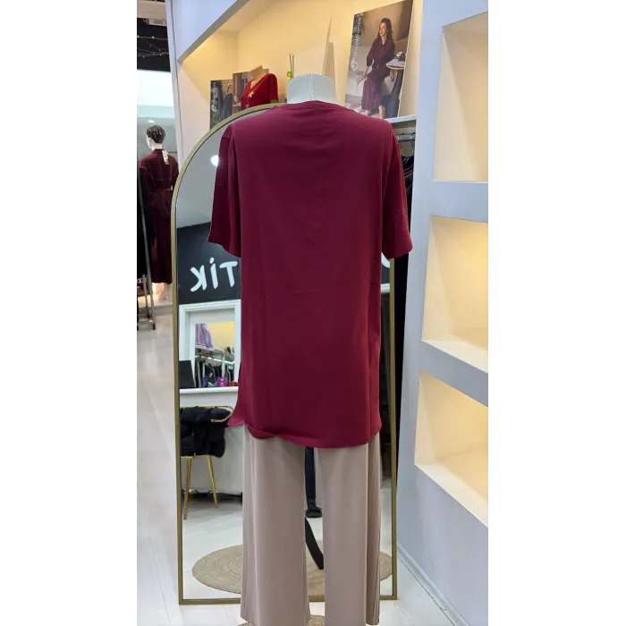 QMASH KISA KOLLU TİŞÖRT 4317 BORDO