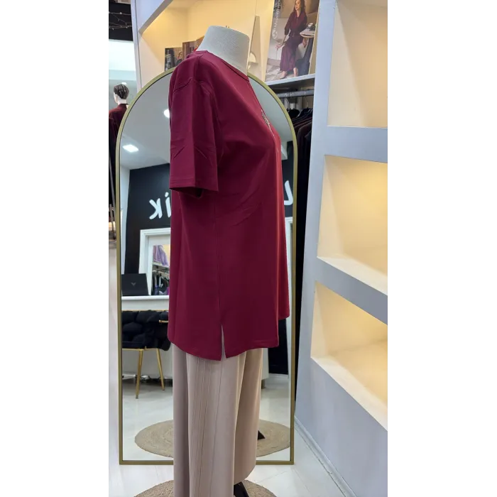 QMASH KISA KOLLU TİŞÖRT 4317 BORDO
