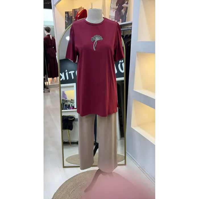 QMASH KISA KOLLU TİŞÖRT 4317 BORDO