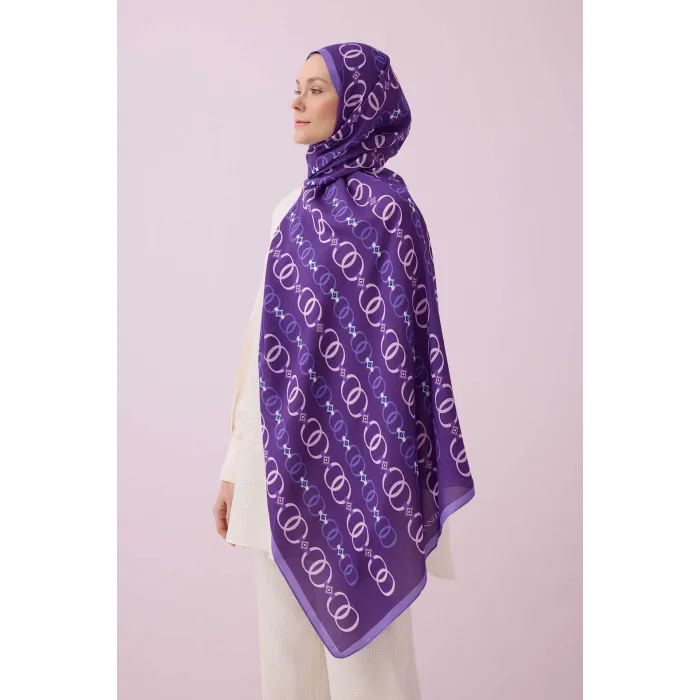 İmannoor Baklava Noor Floş Viskon Şal MOR - PURPLE 242 3014 080