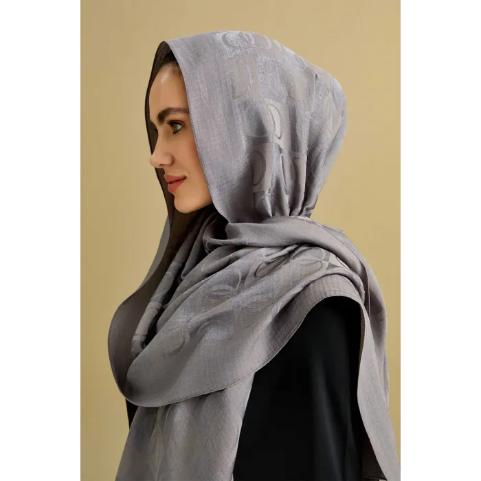 İmannoor Dama Desen Anrasit  Naia Pamuk Şal 70x200 241-3001-034