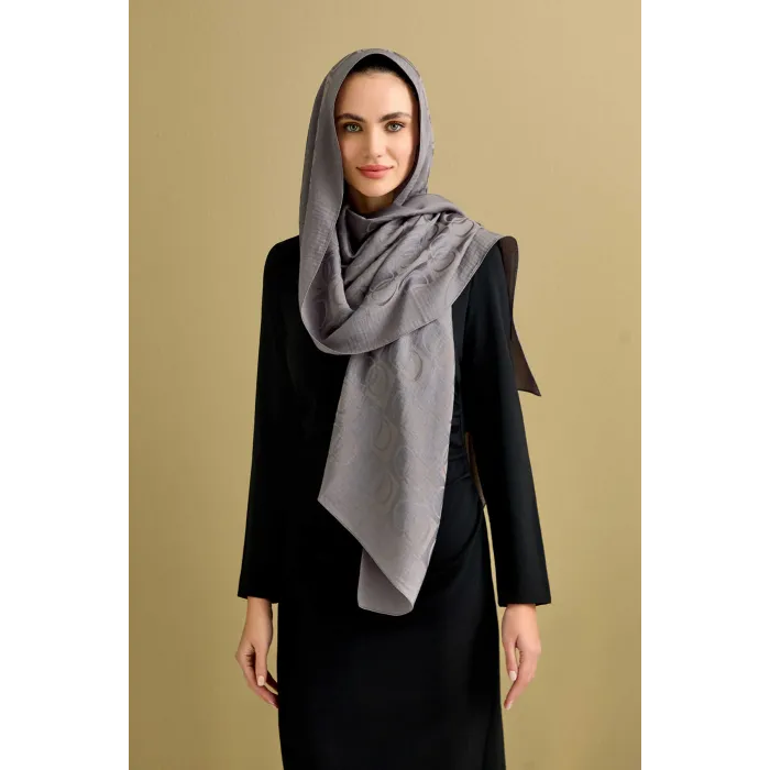 İmannoor Dama Desen Anrasit  Naia Pamuk Şal 70x200 241-3001-034